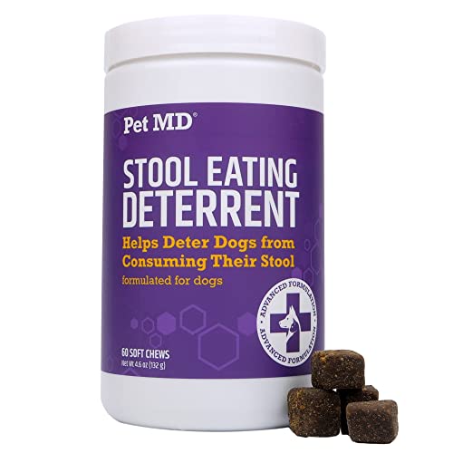 Pet MD Stool Eating Deterrent - Supports Digestion & Fresh Breath with Herbs - 60 Chews