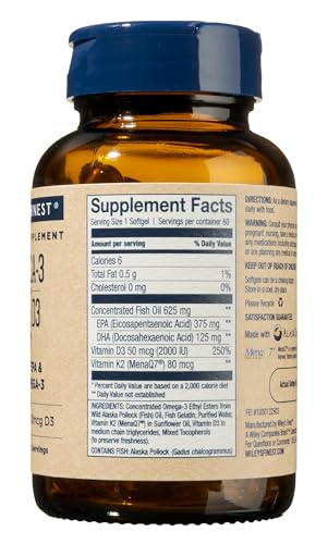 Wiley's Finest Omega-3 Fish Oil Softgels - Supports Heart & Bone Health, MSC Certified - 60ct