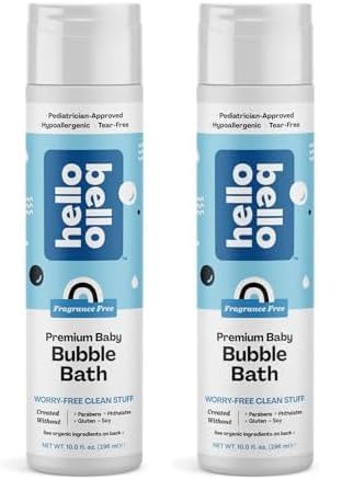 Hello Bello Bubble Bath - Hypoallergenic, Tear-Free, Vegan, Fragrance-Free - 10 fl oz (Pack of 2)