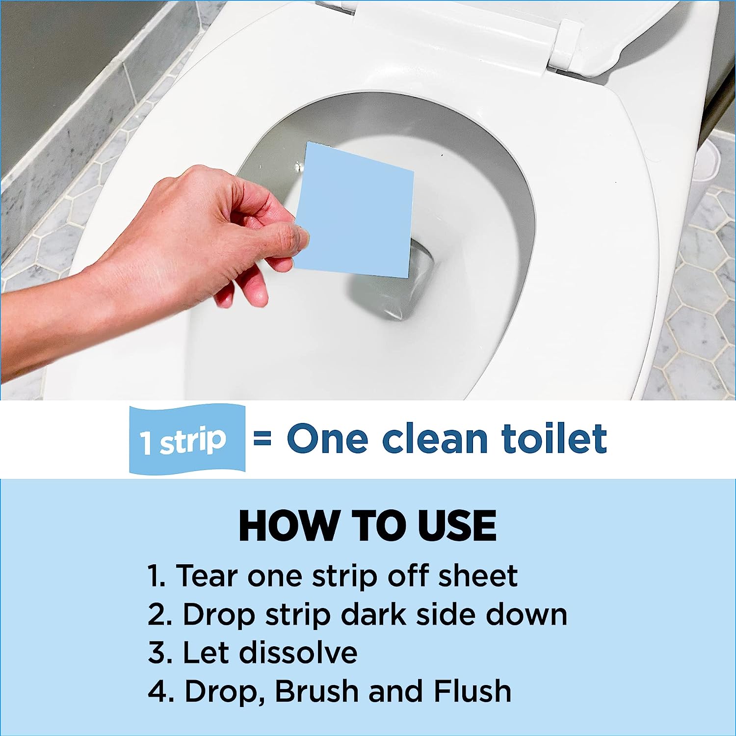Nature Clean Toilet Bowl Cleaner Strips - Non-Toxic, Biodegradable, Fresh Lemon Scent - 36 Count