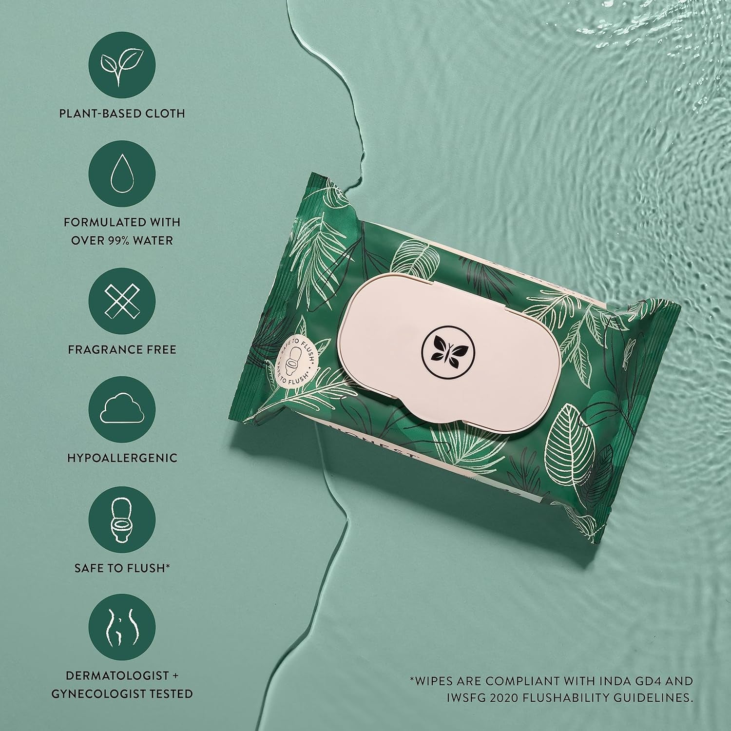 Plant-Based Flushable Wipes | 99% Water, Hypoallergenic, EWG Verified, Safe to Flush | Fragrance Free, 126 Count