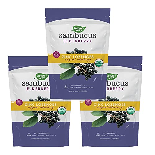 Nature's Way Organic Sambucus Zinc Lozenges - Immune Support, Vegan & Gluten Free - 24 Count