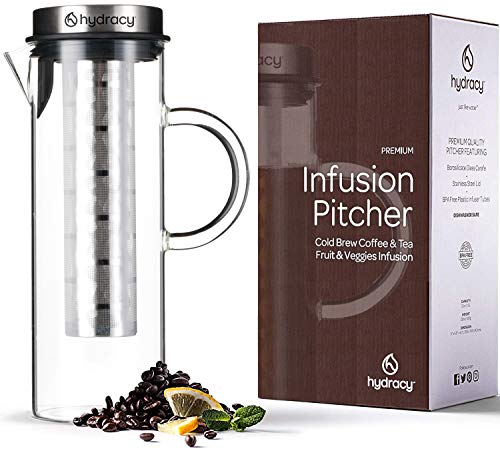Hydracy Cold Brew Coffee Maker - Infuse Iced Coffee & Tea, BPA-Free Glass, 1.6 Quart