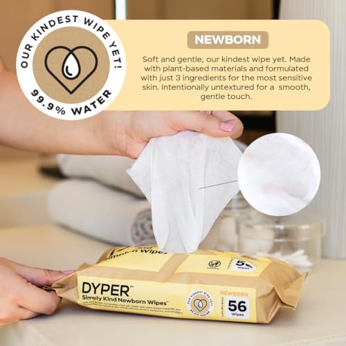 DYPER Size 1 Bamboo Diapers - Soft, Absorbent, Hypoallergenic - 36 Count & 224 Wipes
