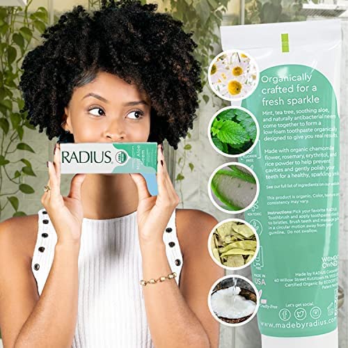 RADIUS Organic Toothpaste - Promotes Gum Health, Natural Mint Aloe Neem Flavor - 0.8oz, Pack of 3