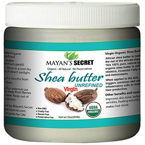 Mayan's Secret Organic Shea Butter - Enhances Skin Elasticity, Raw & Unrefined - 1lb Jar