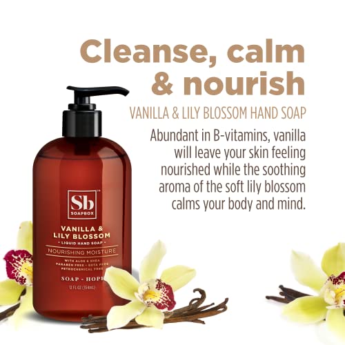 Soapbox Liquid Hand Soap - Moisturizing Vanilla & Lily, Vegan, Cruelty Free - 12oz Pump, 3-Pack