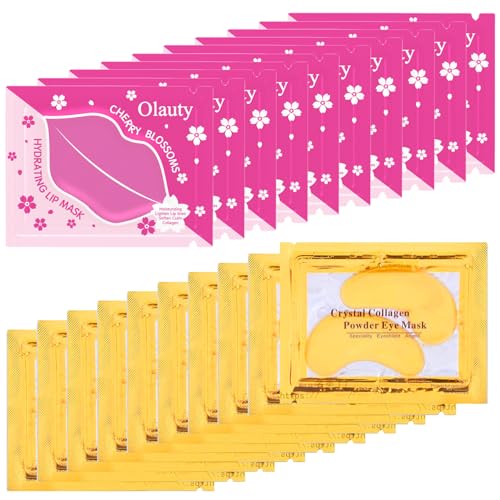Gold Eye Mask & Lip Mask Set - Reduces Puffiness, Dark Circles, Moisturizes - 20 Pairs