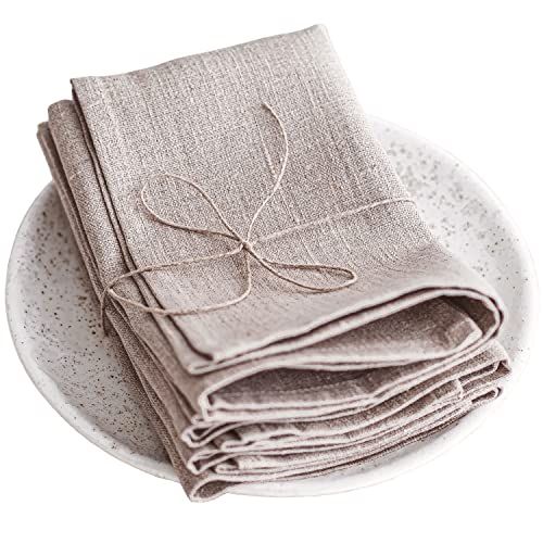 Pure Flax Linen Napkins Set - Durable, Elegant Design, 100% Natural Fabric - 17x17 inches, 6-Pack