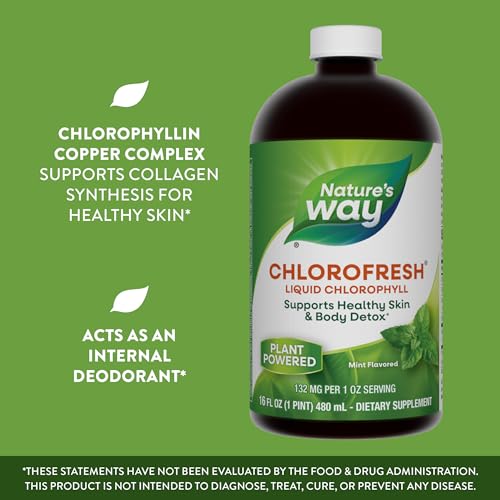 Nature's Way Chlorofresh Liquid Chlorophyll - Supports Detox & Healthy Skin, Mint Flavor - 16 Fl Oz