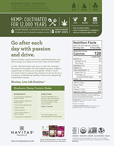 Navitas Organics Hemp Powder - 50% Protein, Omega Fatty Acids, Organic, Gluten-Free - 32 oz