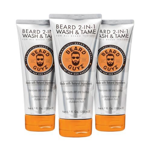 Beard Guyz 2-in-1 Wash & Tame - Eliminates Odor, Nourishes with Argan & Olive Oil - 6.7oz Pack of 3