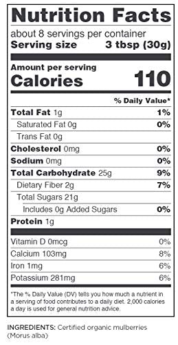 Navitas Organics Mulberries - Nutrient-Dense, Antioxidant-Rich Superfood, 8 oz Bag