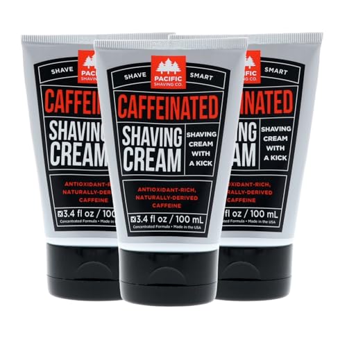 Pacific Shaving Company Caffeinated Shaving Cream - Redness Reducer, Natural Ingredients - 3.4oz