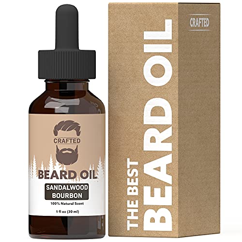 Crafted Beards Beard Oil - Hydrates & Softens, No Residue, Sandalwood Bourbon - 1oz