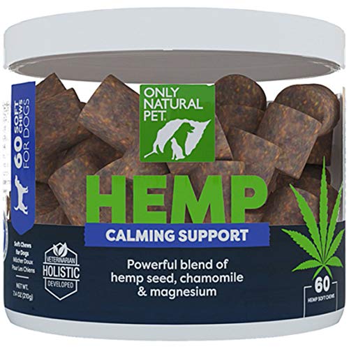 Only Natural Pet Dog Treats - Calming Hemp Chews with L-Theanine & Chamomile - 60 Count
