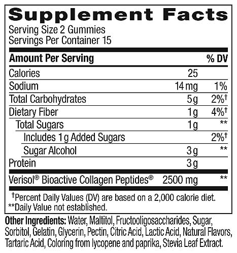 OLLY Collagen Gummy Rings - Boost Skin Elasticity & Reduce Wrinkles, Peach Flavor - 30 Count