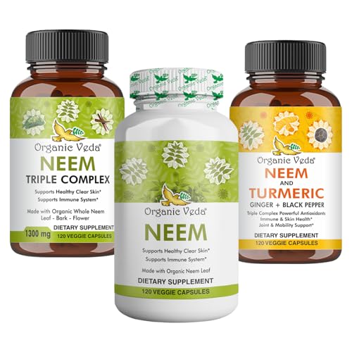 Premium Neem & Turmeric Capsules - Immune Support, Joint Health, Non-GMO - 60 Count