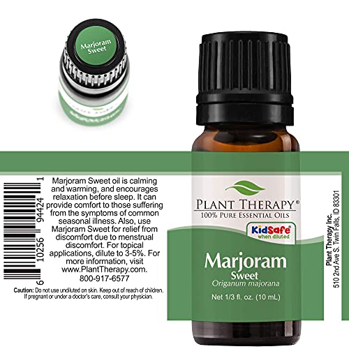 Plant Therapy Marjoram Sweet Essential Oil - Calming Relief for Sleep & Muscle Soreness - 10ml