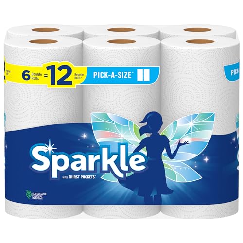Sparkle Pick-A-Size Paper Towels - Strong, Versatile, Sustainably Sourced - 6 Double Rolls