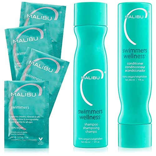 Malibu C Swimmers Wellness Collection - Moisturizing Shampoo & Conditioner Set for Damaged Hair
