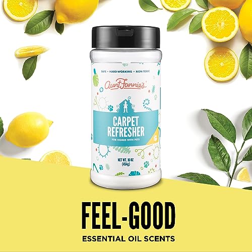 Aunt Fannie's Carpet Freshener - Natural Odor Eliminator with Lemon Scent, 16oz for Pets