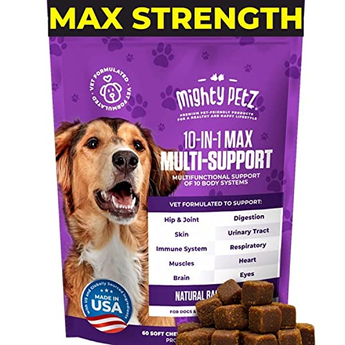 Mighty Petz MAX Dog Multivitamin - 10 Benefits for Joints, Immunity, Gut Health - 60 Chews