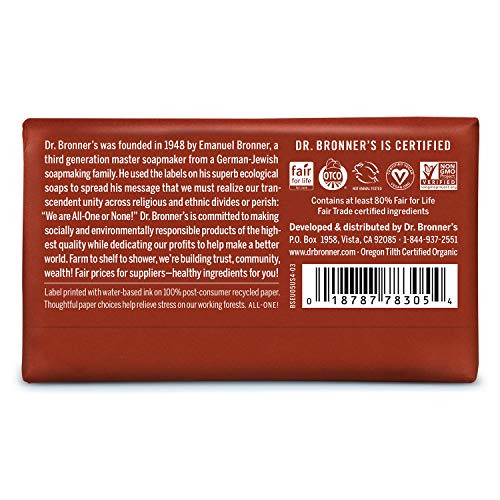 Dr. Bronner's Pure-Castile Bar Soap - Gentle Moisturizing, Organic Oils - Eucalyptus, 5oz, 6-Pack