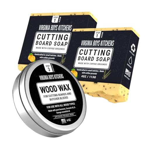 Wood Wax + Soap Bar 2PK - Fresh Orange Scent, All Natural Ingredients - 100% Food Safe