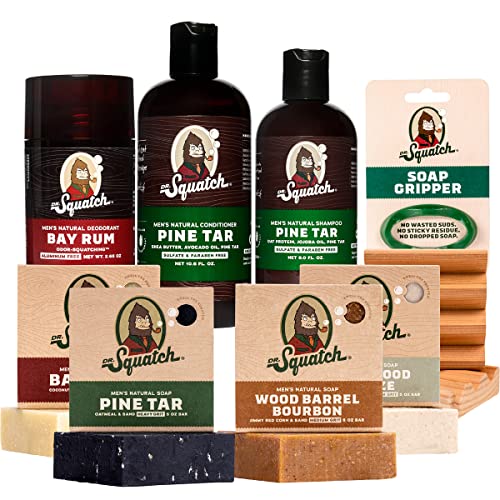Dr. Squatch Men's Grooming Set - Natural Ingredients, Odor Control, Fresh Scents - 5-Piece Kit