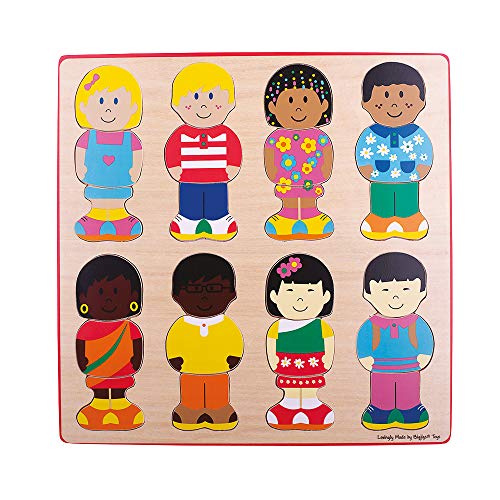 Bigjigs Toys Little Friends Wooden Puzzle - Develops Fine Motor Skills, 24 Pieces for Toddlers