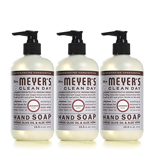 Mrs. Meyer's Hand Soap - Lavender Scent, Essential Oils, Biodegradable - 12.5 fl. oz, Pack of 3
