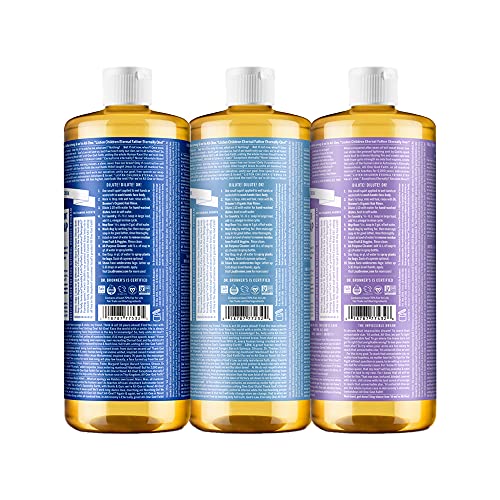 Dr. Bronner's Body Soap Variety Pack - Organic Ingredients, Versatile Uses - 32oz (3-Pack)