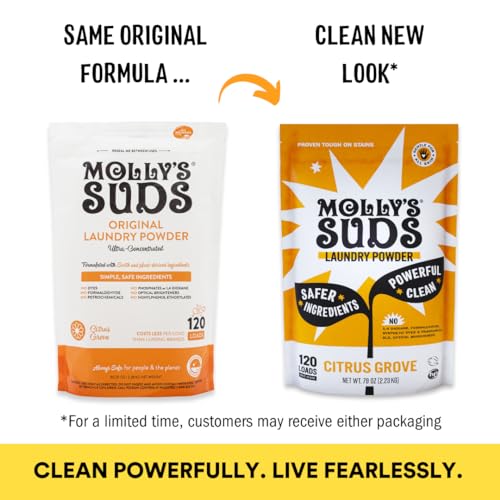 Molly's Suds Laundry Detergent - Plant-Based, Gentle on Sensitive Skin - 120 Loads, Citrus Grove