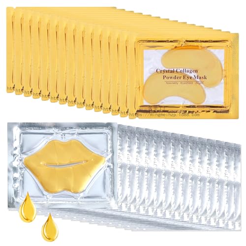 Crystal Collagen Eye & Lip Masks - Reduce Puffiness & Dark Circles, Moisturizing - 30 Pairs