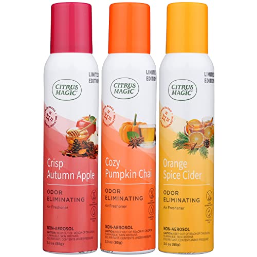 Citrus Magic Odor Eliminating Air Freshener Spray - Fall Fragrances, Pet-Safe, 3-Pack, 3oz