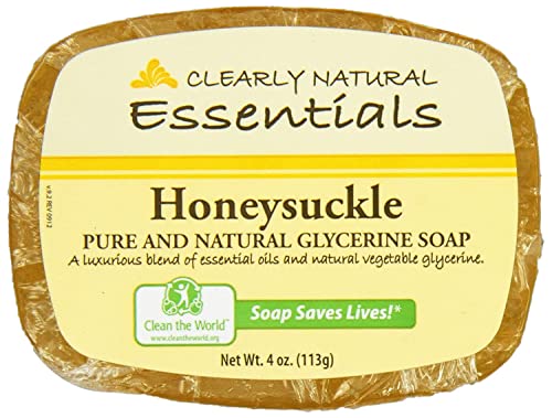Clearly Natural Honeysuckle Glycerine Bar Soap - Hydrating, Gentle Cleanse, 4oz, 6 per case