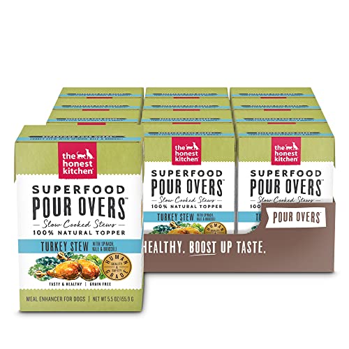 The Honest Kitchen Dog Food Toppers - Nutritious Turkey Stew with Superfoods, 5.5 oz Pack of 12