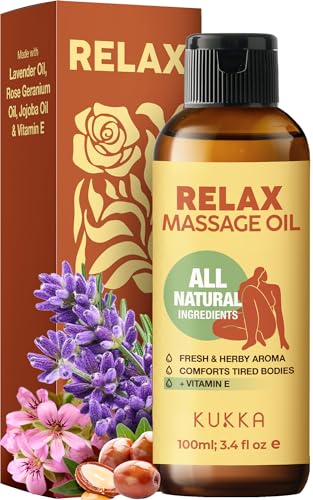 Kukka Relax Massage Oil - Deeply Nourishing Lavender & Jojoba Blend for Relaxation - 3.38 fl oz