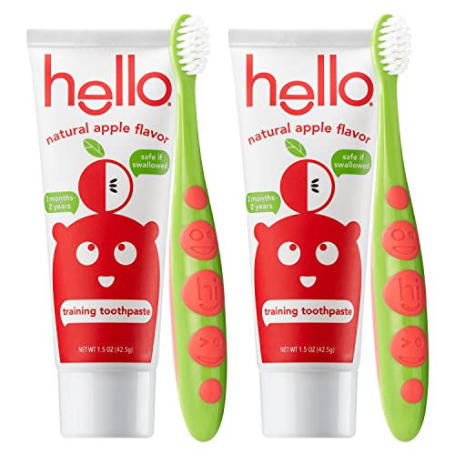 hello Children's Dental Care - Natural Apple Flavor, Vegan & Safe for Toddlers - 4 Piece Set