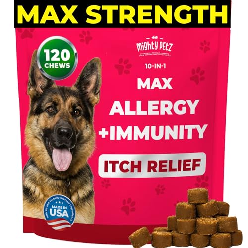 Mighty Petz MAX Dog Allergy Relief Chews - Itch & Immune Support, 120 Bacon Chews