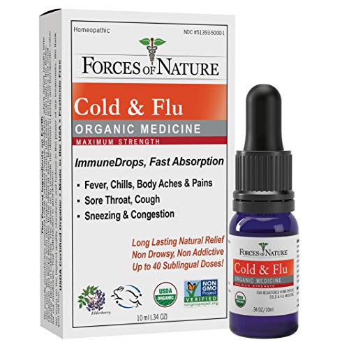 Forces of Nature Cold & Flu Medicine - Immune Support, Plant-Based Relief - 0.34 Fl Oz