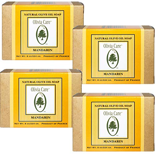 Olivia Care Premium Mandarin Bar Soap - Hydrates & Deep Cleans, 100% Natural - 8oz (4 Pack)
