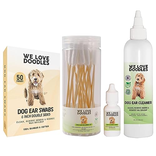 We Love Doodles Dog Ear Cleaner Kit - Removes Itching & Debris, Organic Ingredients - 3 Pack