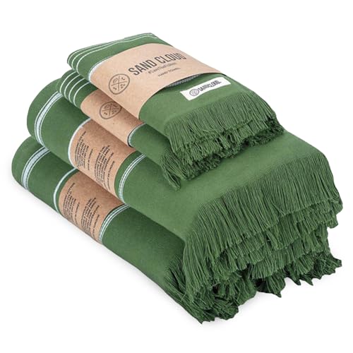 Sand Cloud Bath Towel Set - Lightweight, Absorbent 100% Organic Cotton, Fast-Drying - 4 PCS
