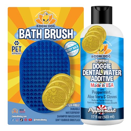 Bodhi Dog Grooming Set - Gentle Shampoo Brush & Dental Water Additive for Healthy Pets