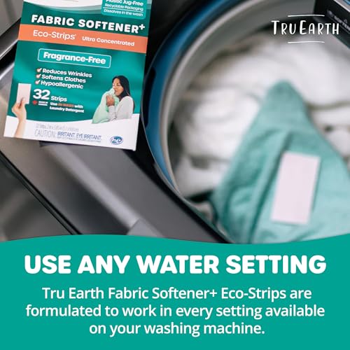 Tru Earth Fabric Softener Strips - Ultra-Concentrated, Paraben-Free, Unscented - 32 Count