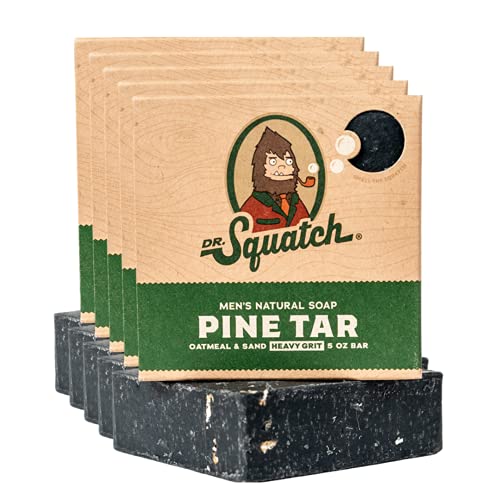 Dr. Squatch Natural Bar Soap Set - Heavy Grit Pine Tar, Nourishing Ingredients - 5 Pack