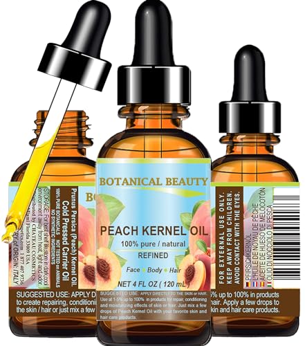 Botanical Beauty Peach Kernel Oil - Rapid Absorption for Skin & Hair Care - 4 Fl. oz