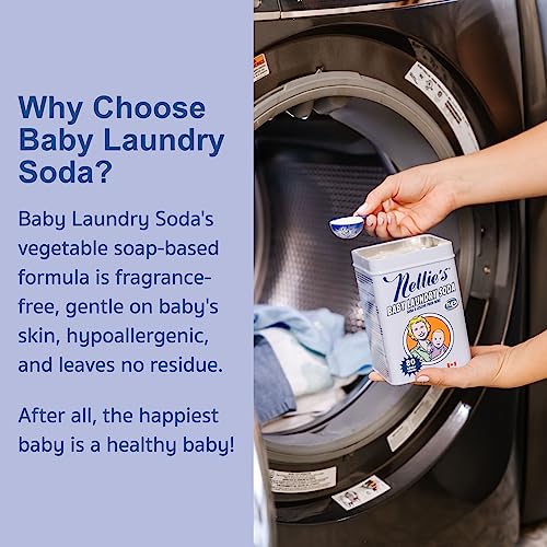 Nellie's Natural Baby Powder Laundry Detergent - Hypoallergenic, Fragrance-Free, 80 Loads - 2.2 lbs